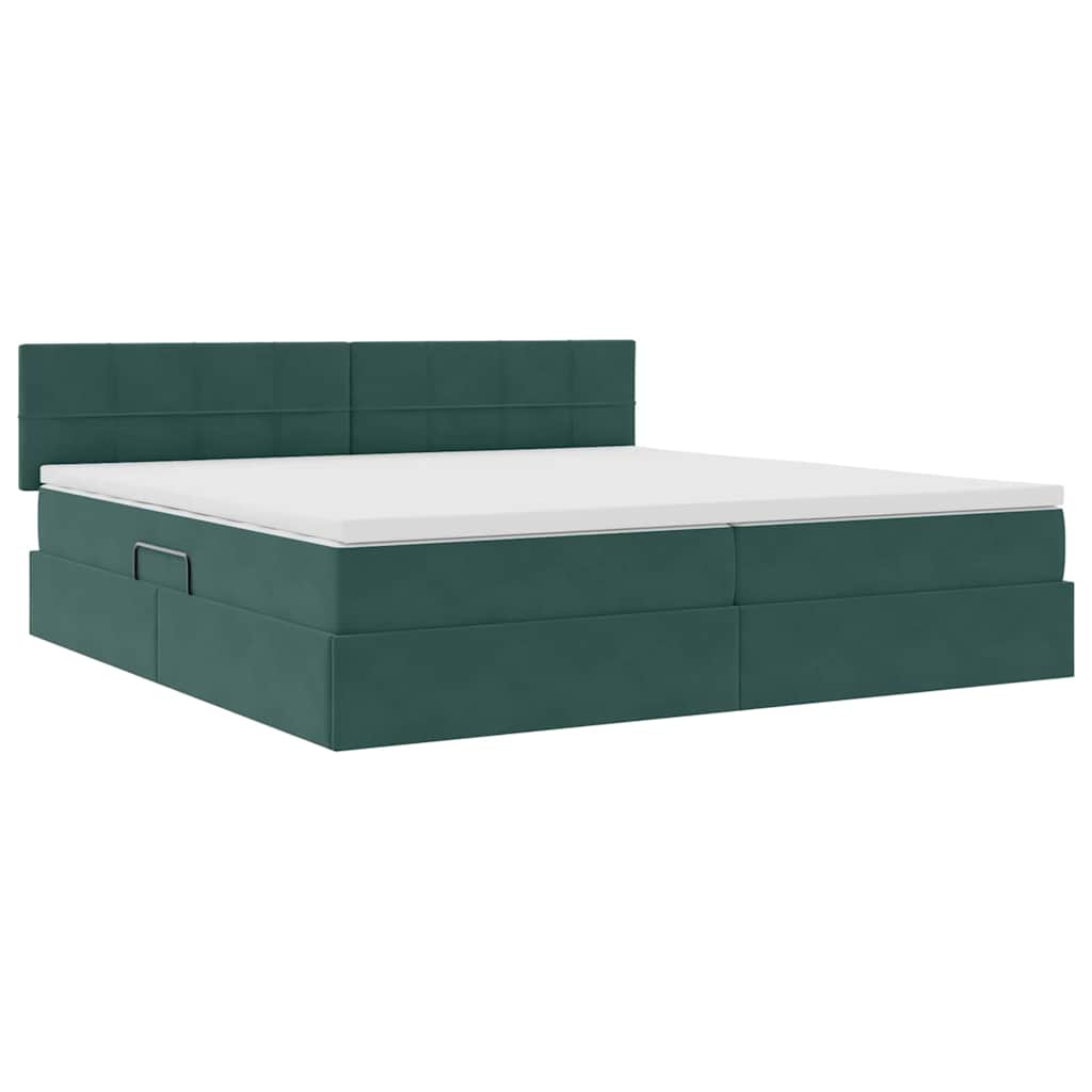 Opslag bed met matras Donkergroen 200 x 200 cm Fluweel is nu te koop bij PeponiXL, paradijselijk wonen!