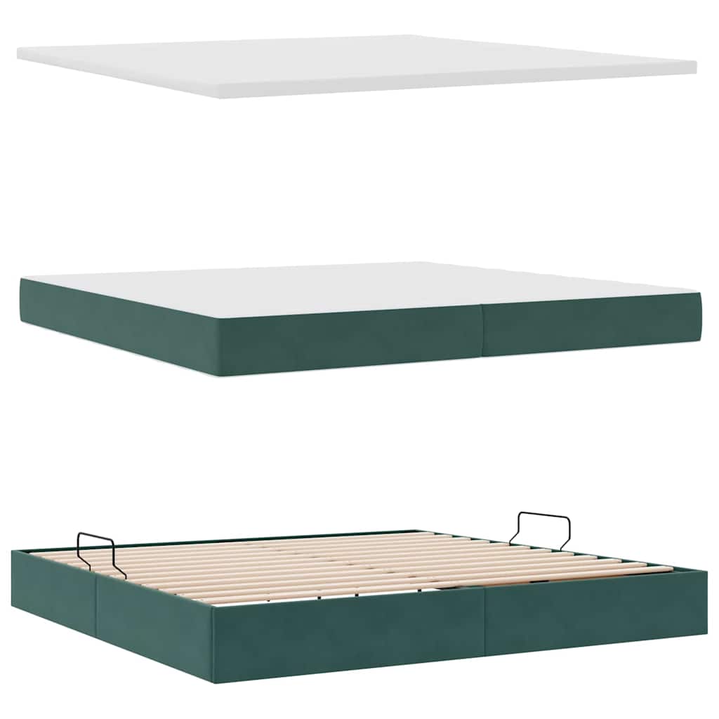 Opslag bed met matras Donkergroen 200 x 200 cm Fluweel is nu te koop bij PeponiXL, paradijselijk wonen!