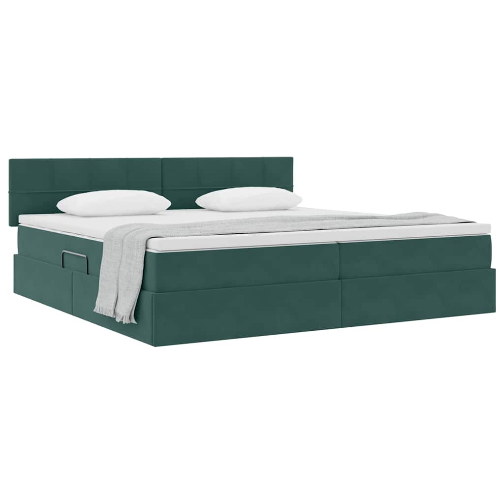 Opslag bed met matras Donkergroen 200 x 200 cm Fluweel is nu te koop bij PeponiXL, paradijselijk wonen!