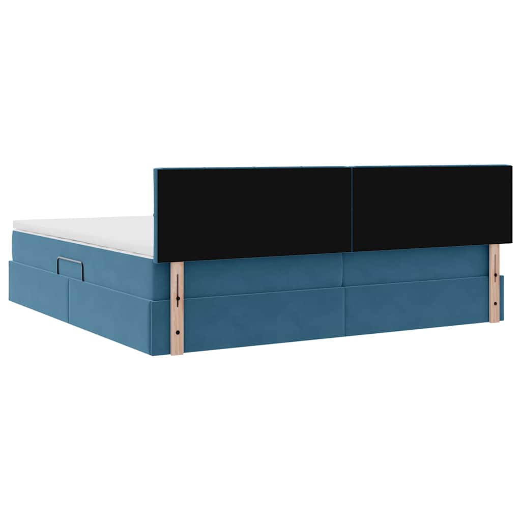 Opslag bed met matras Donkerblauw 200 x 200 cm Fluweel is nu te koop bij PeponiXL, paradijselijk wonen!