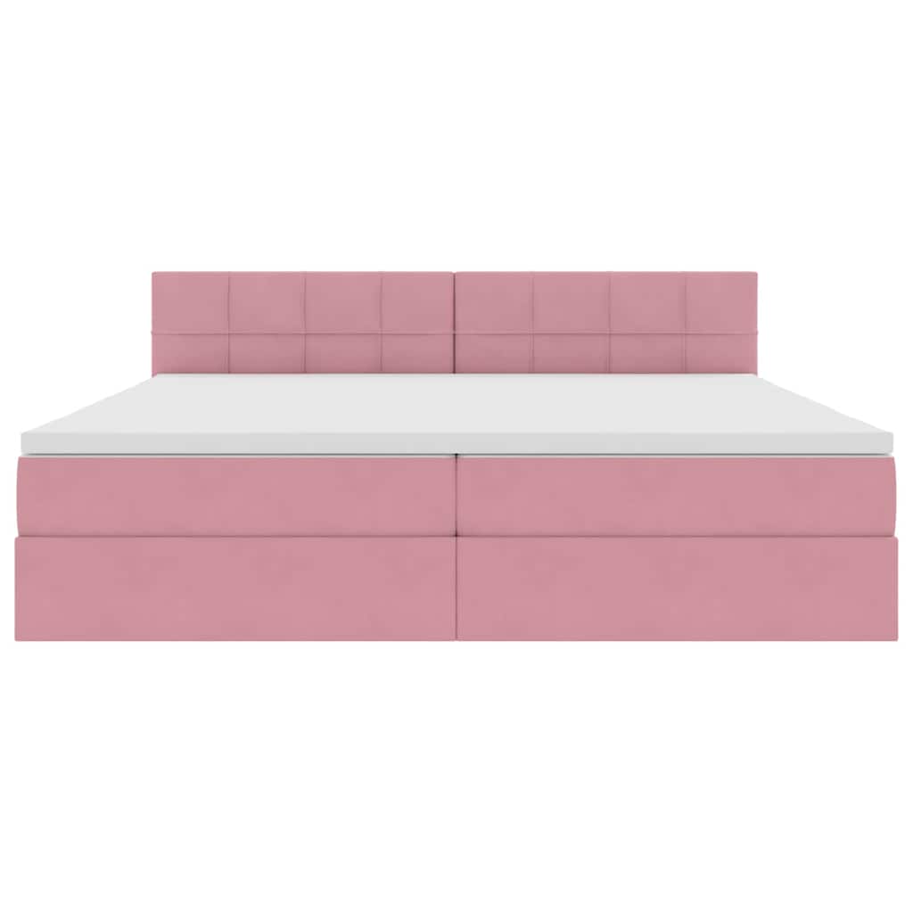 Opslag bed met matras met hoofdeinde Roze 200 x 200 cm Fluweel is nu te koop bij PeponiXL, paradijselijk wonen!