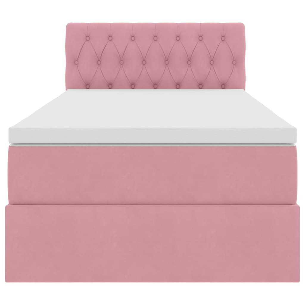 Opslag bed met matras met hoofdeinde Roze 90 x 190 cm Fluweel is nu te koop bij PeponiXL, paradijselijk wonen!