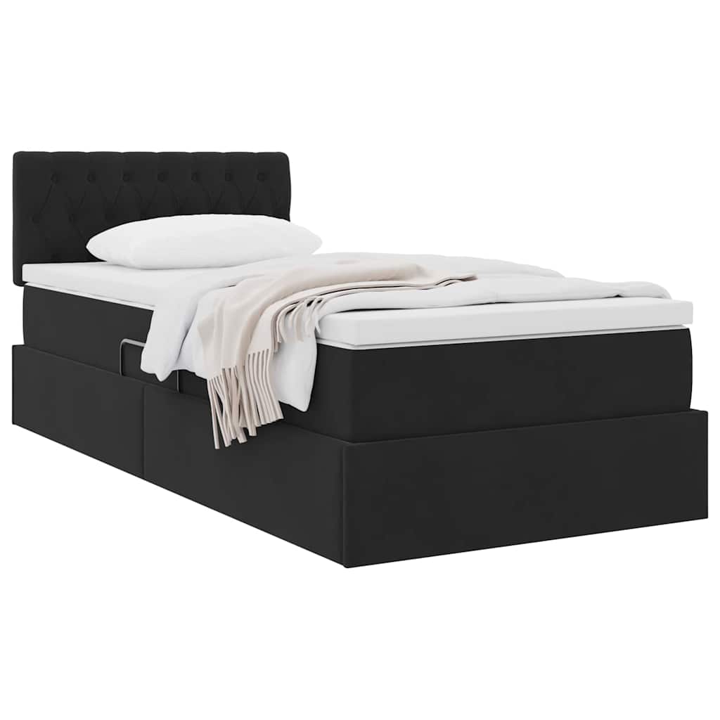 Opslag bed met matras met hoofdeinde Zwart 90 x 200 cm Fluweel is nu te koop bij PeponiXL, paradijselijk wonen!