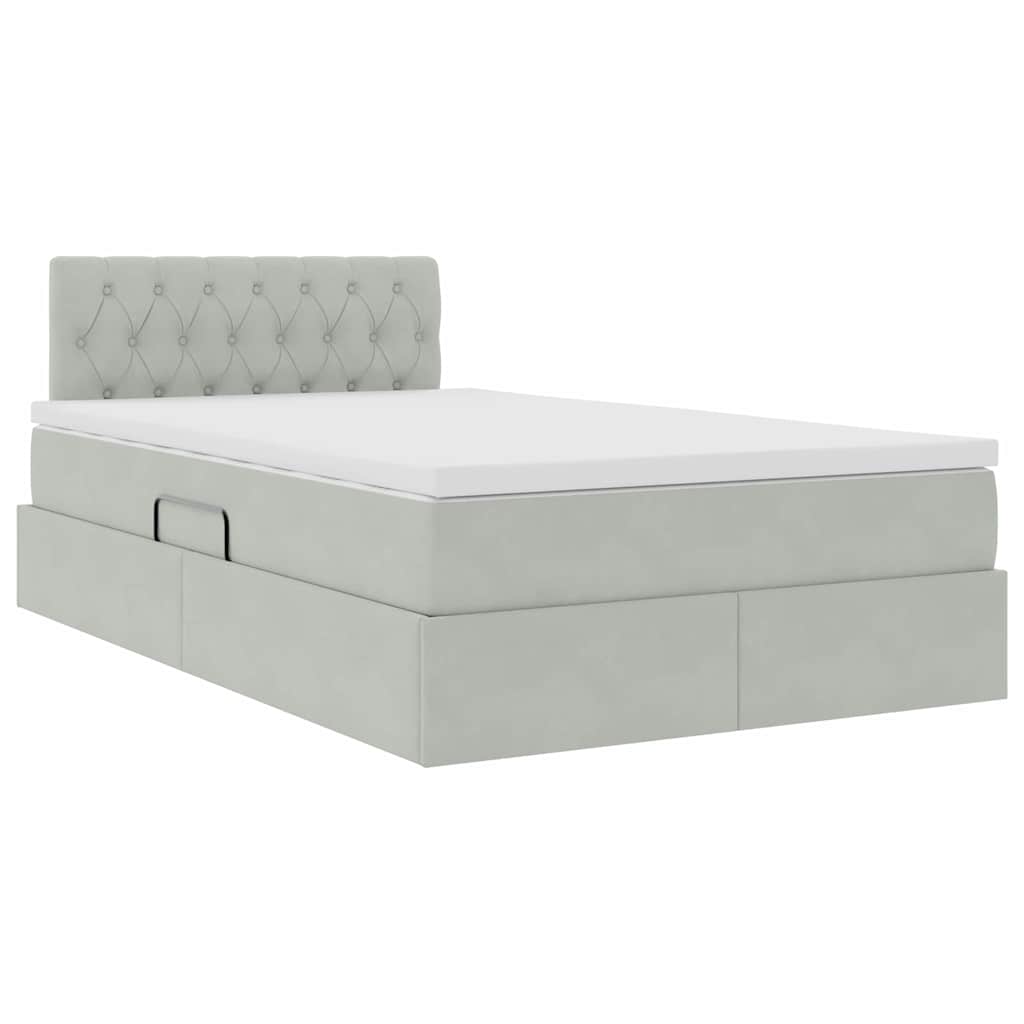 Opslag bed met matras Lichtgrijs 120 x 190 cm Fluweel is nu te koop bij PeponiXL, paradijselijk wonen!