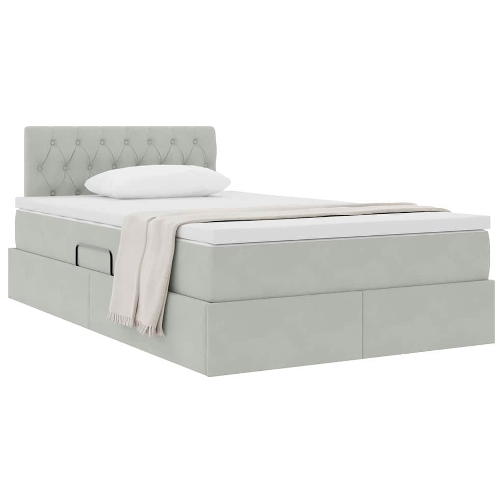 Opslag bed met matras Lichtgrijs 120 x 190 cm Fluweel is nu te koop bij PeponiXL, paradijselijk wonen!