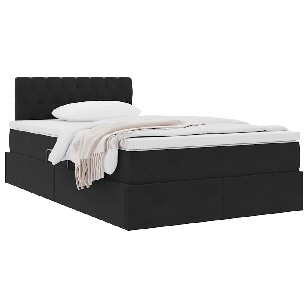 Opslag bed met matras met hoofdeinde Zwart 120 x 190 cm Fluweel is nu te koop bij PeponiXL, paradijselijk wonen!