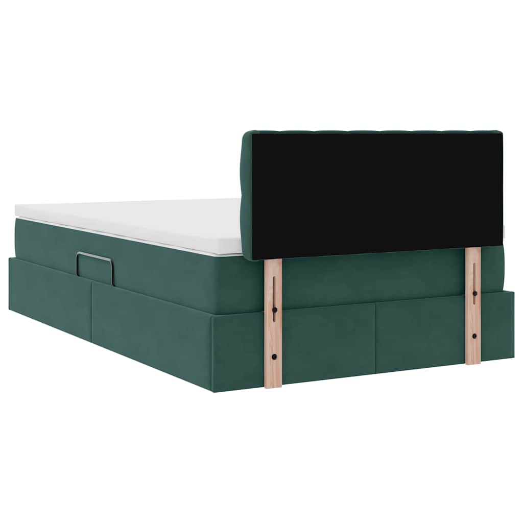Opslag bed met matras Donkergroen 120 x 190 cm Fluweel