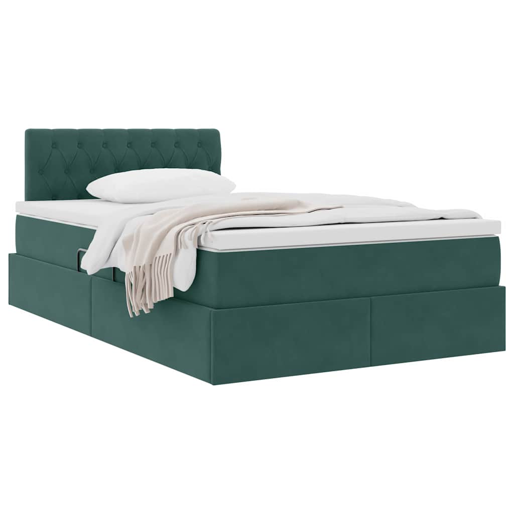 Opslag bed met matras Donkergroen 120 x 190 cm Fluweel