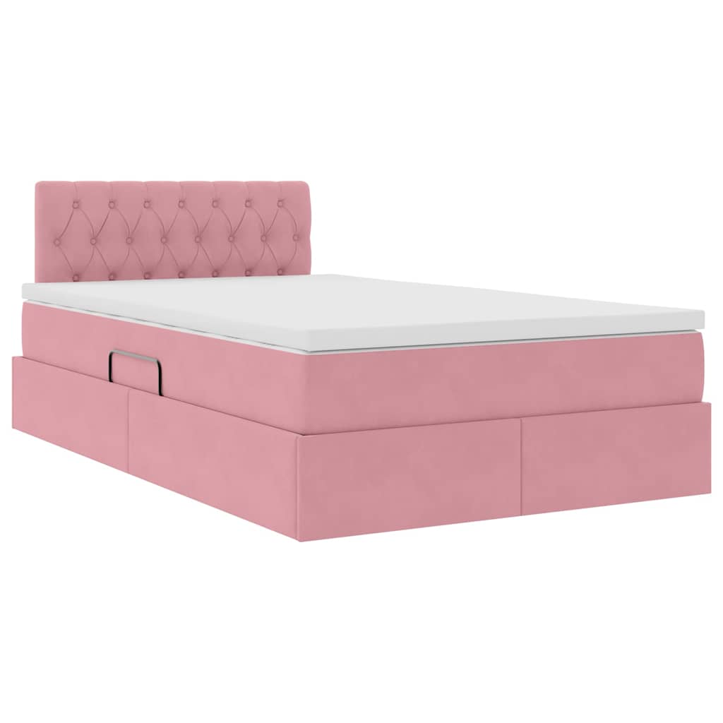 Opslag bed met matras met hoofdeinde Roze 120 x 200 cm Fluweel is nu te koop bij PeponiXL, paradijselijk wonen!