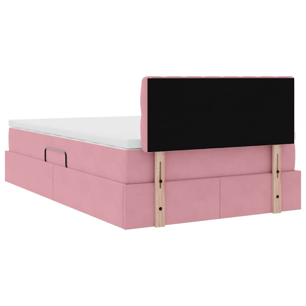 Opslag bed met matras met hoofdeinde Roze 120 x 200 cm Fluweel is nu te koop bij PeponiXL, paradijselijk wonen!