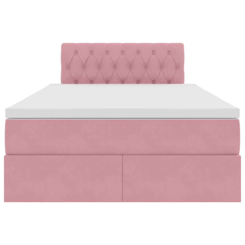 Opslag bed met matras met hoofdeinde Roze 120 x 200 cm Fluweel is nu te koop bij PeponiXL, paradijselijk wonen!