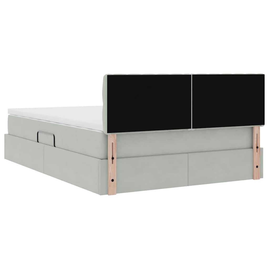 Opslag bed met matras Lichtgrijs 140 x 190 cm Fluweel is nu te koop bij PeponiXL, paradijselijk wonen!