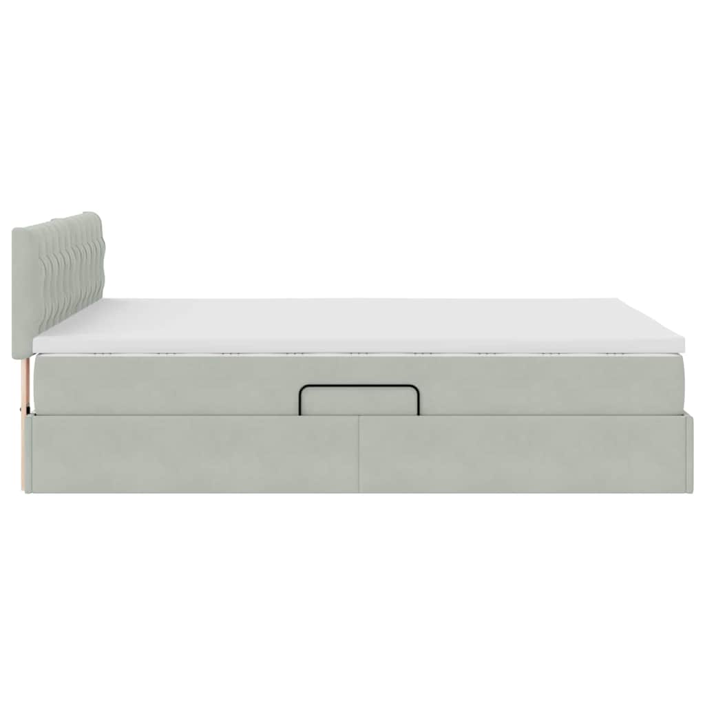 Opslag bed met matras Lichtgrijs 140 x 190 cm Fluweel is nu te koop bij PeponiXL, paradijselijk wonen!