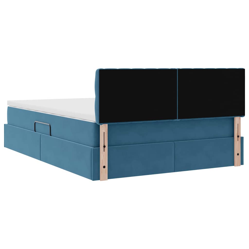 Opslag bed met matras Donkerblauw 140 x 190 cm Fluweel is nu te koop bij PeponiXL, paradijselijk wonen!