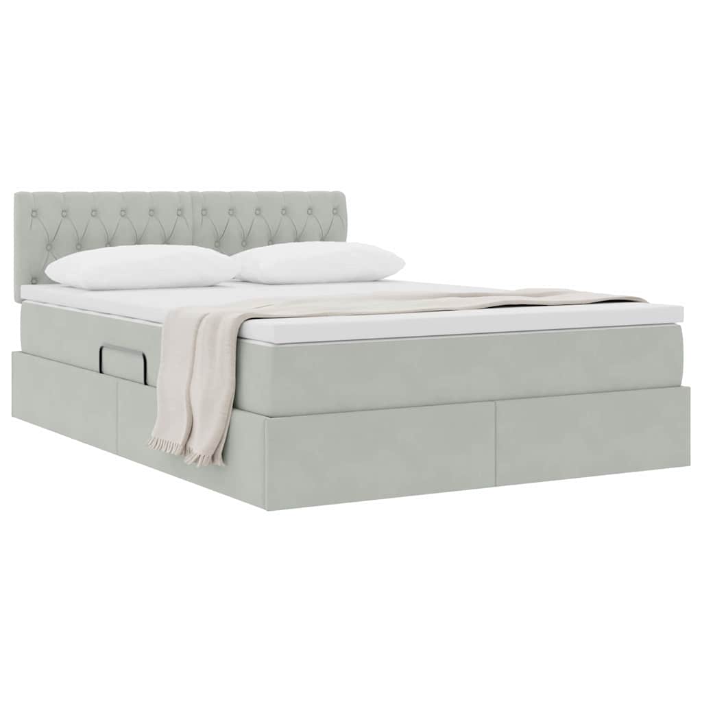 Opslag bed met matras Lichtgrijs 140 x 200 cm Fluweel is nu te koop bij PeponiXL, paradijselijk wonen!
