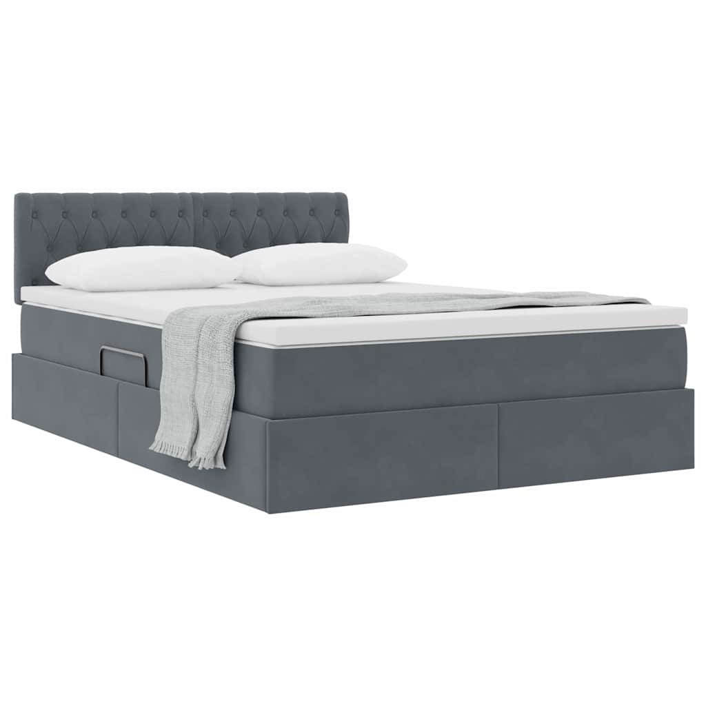Opslag bed met matras Donkergrijs 140 x 200 cm Fluweel is nu te koop bij PeponiXL, paradijselijk wonen!
