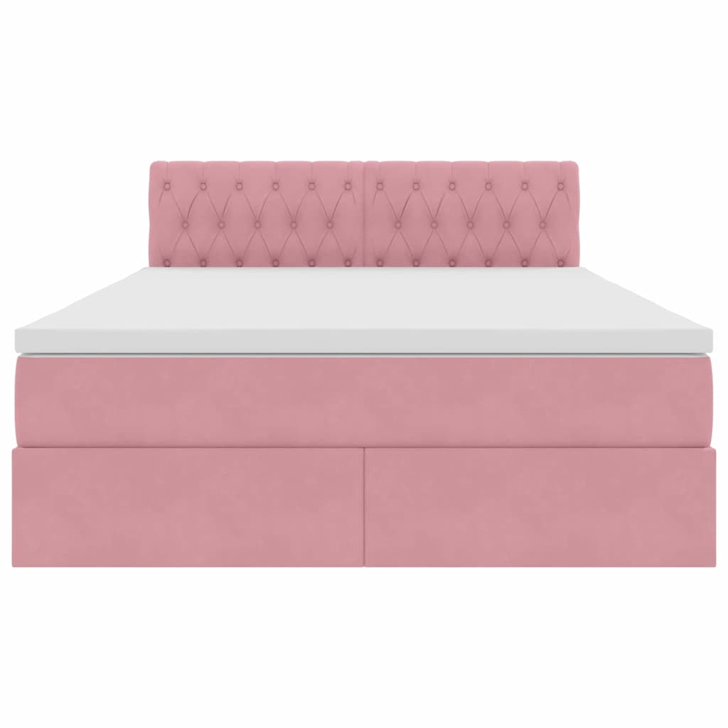 Opslag bed met matras met hoofdeinde Roze 140 x 200 cm Fluweel is nu te koop bij PeponiXL, paradijselijk wonen!