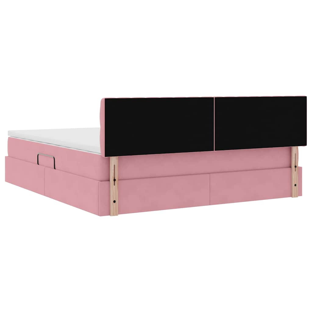 Opslag bed met matras met hoofdeinde Roze 160 x 200 cm Fluweel is nu te koop bij PeponiXL, paradijselijk wonen!