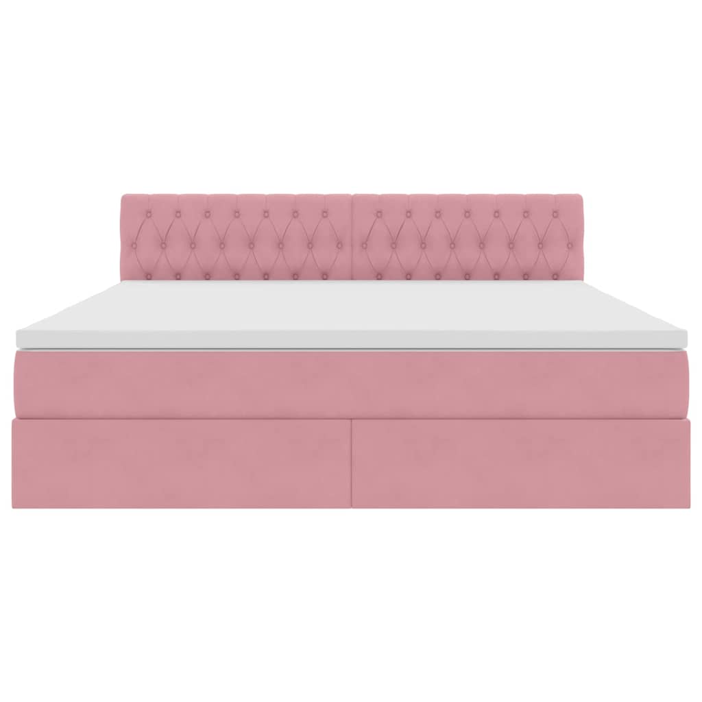 Opslag bed met matras met hoofdeinde Roze 160 x 200 cm Fluweel is nu te koop bij PeponiXL, paradijselijk wonen!
