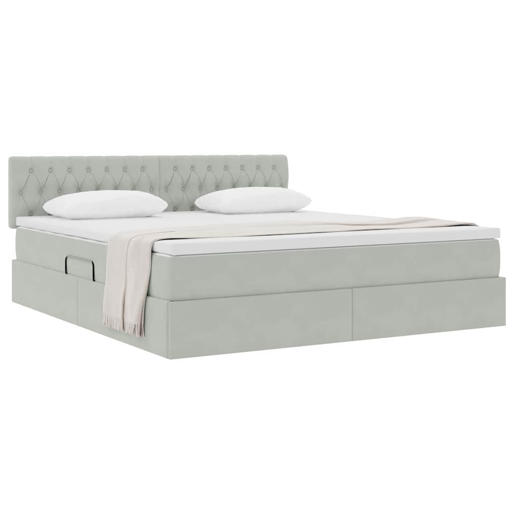 Opslag bed met matras Lichtgrijs 180 x 200 cm Fluweel is nu te koop bij PeponiXL, paradijselijk wonen!