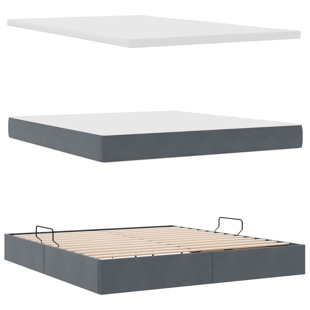 Opslag bed met matras Donkergrijs 180 x 200 cm Fluweel is nu te koop bij PeponiXL, paradijselijk wonen!