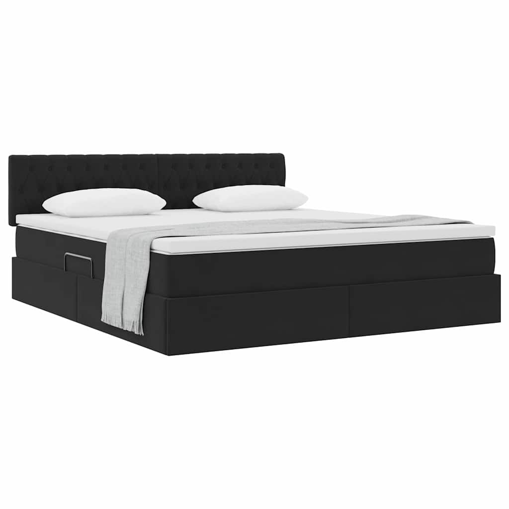 Opslag bed met matras met hoofdeinde Zwart 180 x 200 cm Fluweel is nu te koop bij PeponiXL, paradijselijk wonen!