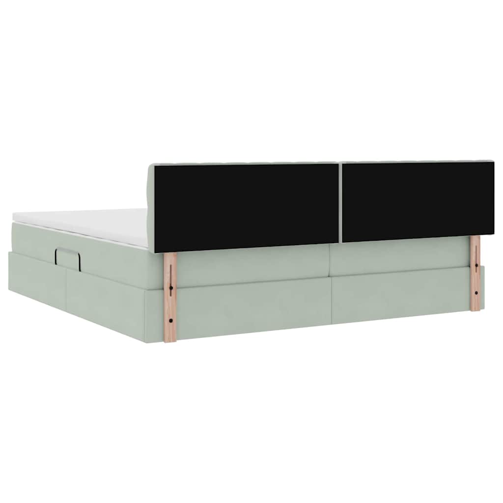 Opslag bed met matras Lichtgrijs 200 x 200 cm Fluweel is nu te koop bij PeponiXL, paradijselijk wonen!