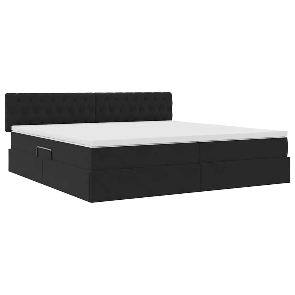 Opslag bed met matras met hoofdeinde Zwart 200 x 200 cm Fluweel is nu te koop bij PeponiXL, paradijselijk wonen!