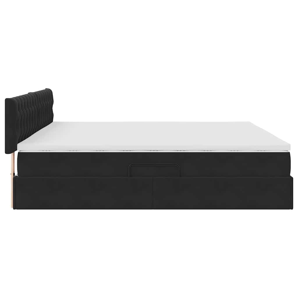 Opslag bed met matras met hoofdeinde Zwart 200 x 200 cm Fluweel is nu te koop bij PeponiXL, paradijselijk wonen!