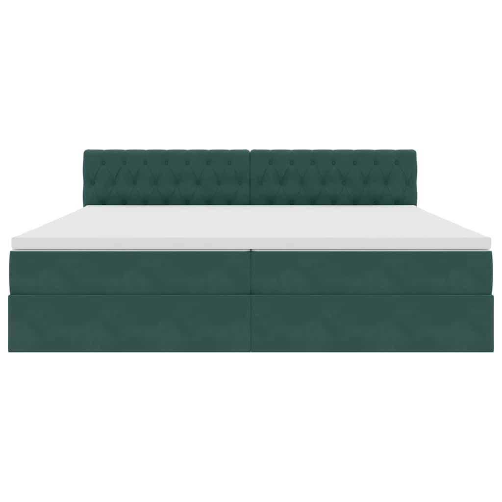 Opslag bed met matras Donkergroen 200 x 200 cm Fluweel is nu te koop bij PeponiXL, paradijselijk wonen!