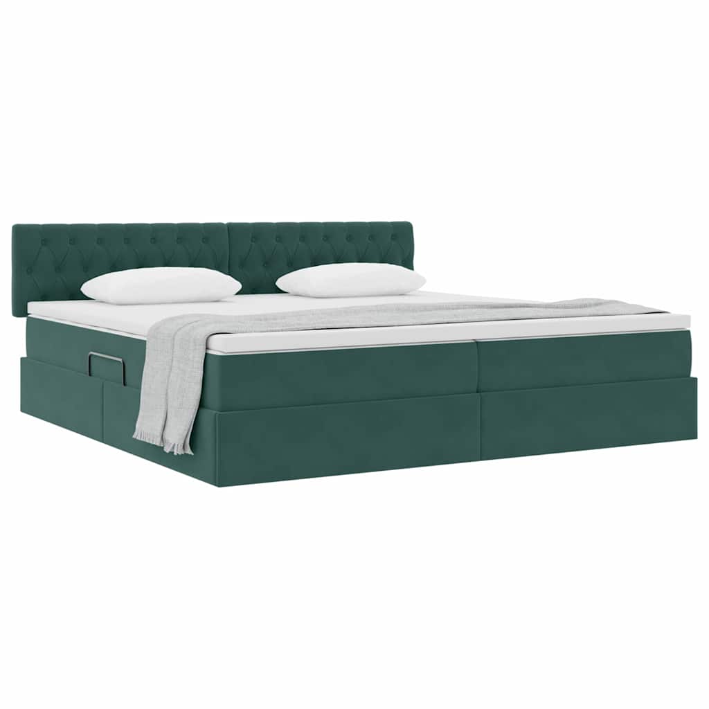 Opslag bed met matras Donkergroen 200 x 200 cm Fluweel is nu te koop bij PeponiXL, paradijselijk wonen!
