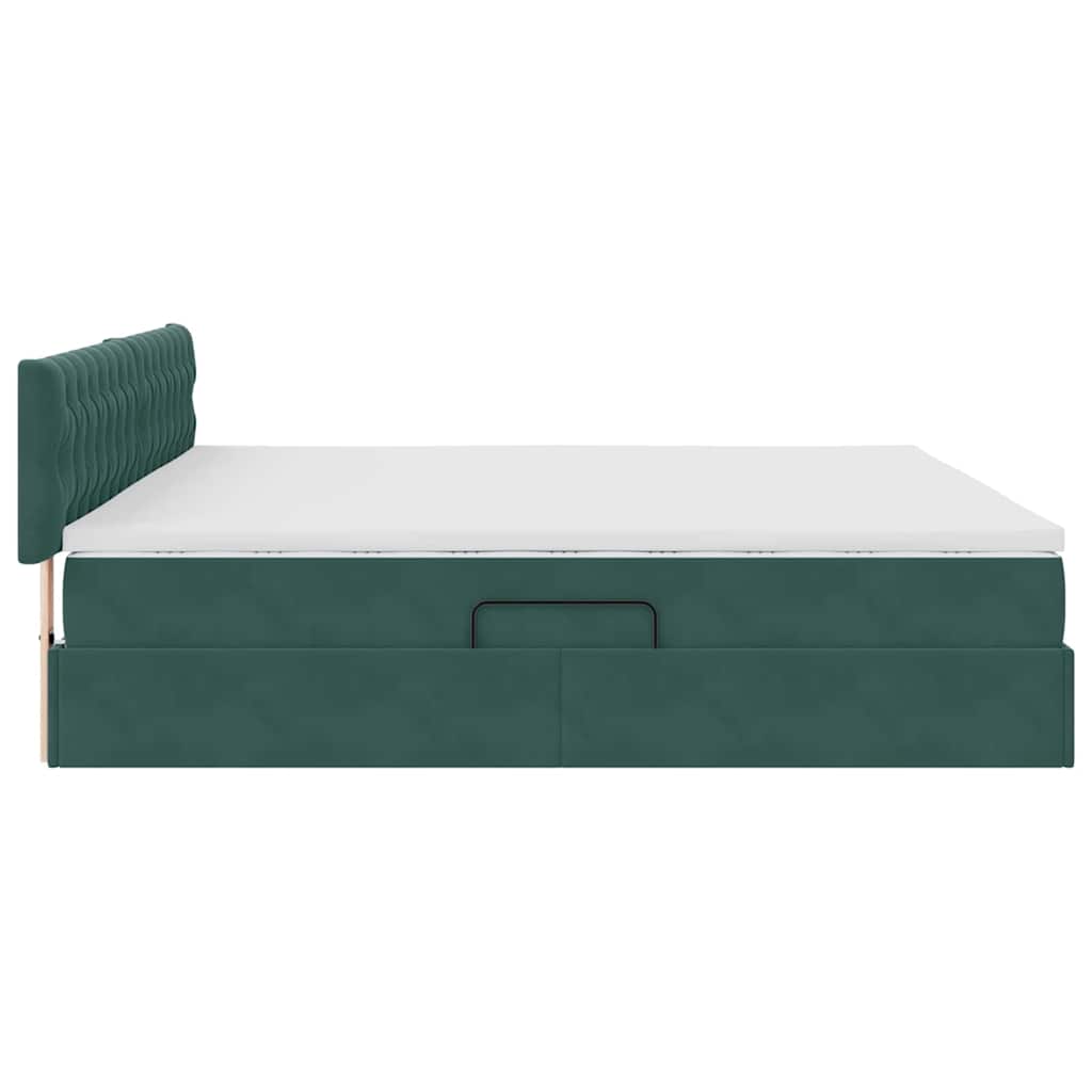 Opslag bed met matras Donkergroen 200 x 200 cm Fluweel is nu te koop bij PeponiXL, paradijselijk wonen!