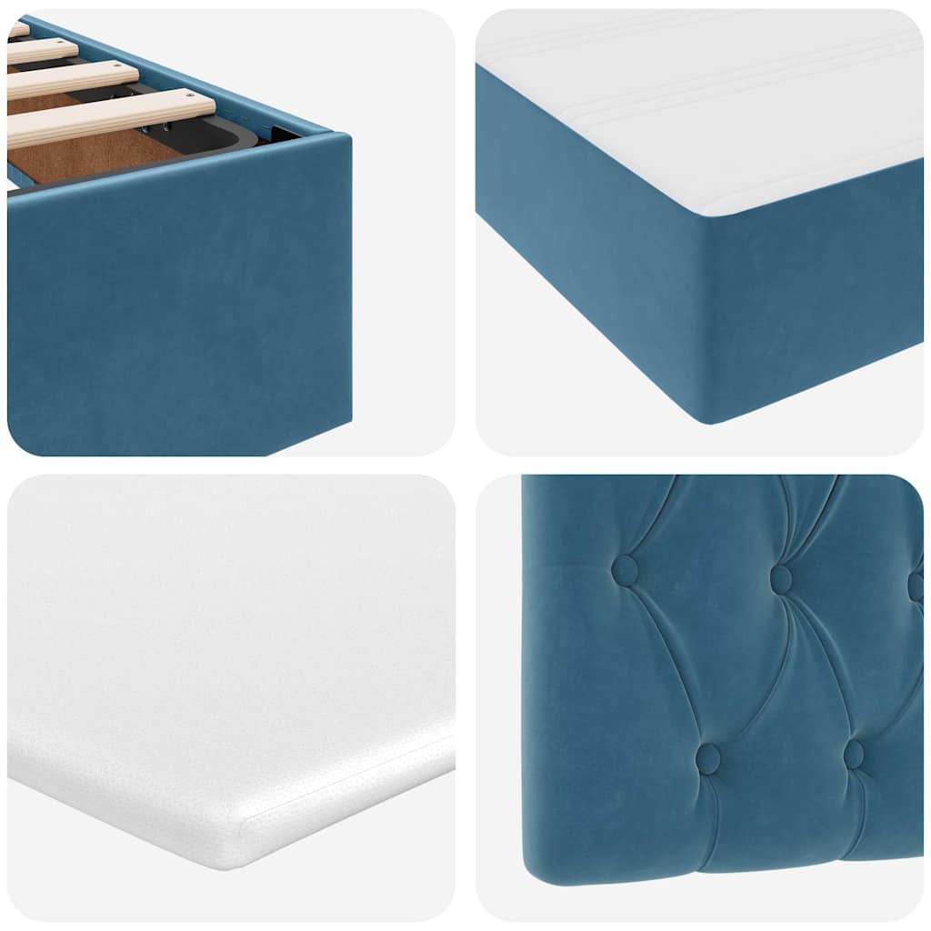 Opslag bed met matras Donkerblauw 200 x 200 cm Fluweel is nu te koop bij PeponiXL, paradijselijk wonen!