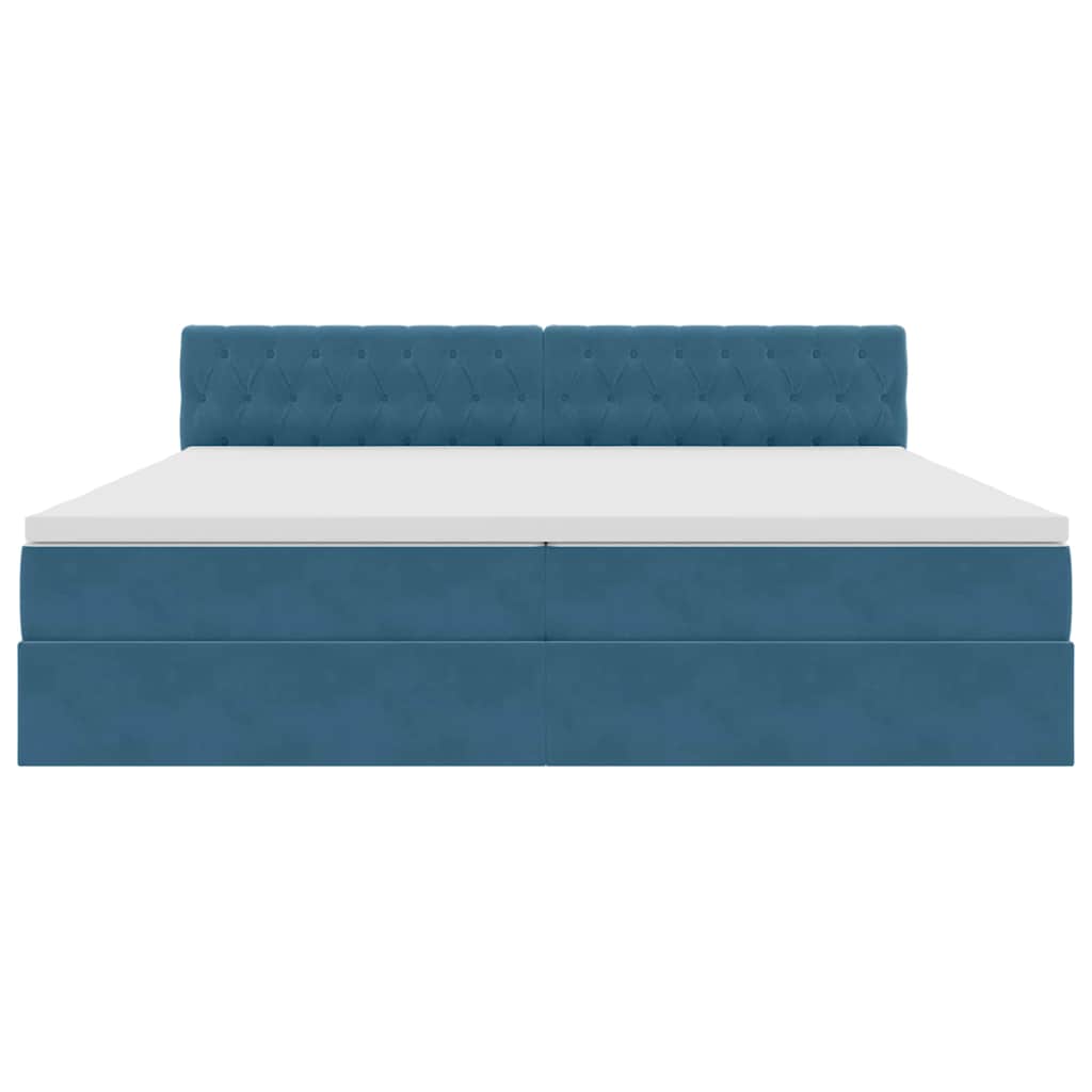 Opslag bed met matras Donkerblauw 200 x 200 cm Fluweel is nu te koop bij PeponiXL, paradijselijk wonen!