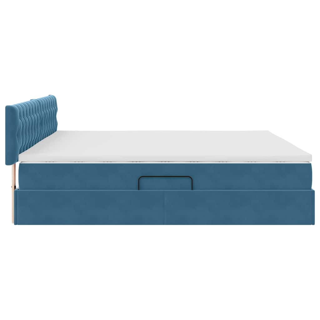 Opslag bed met matras Donkerblauw 200 x 200 cm Fluweel is nu te koop bij PeponiXL, paradijselijk wonen!