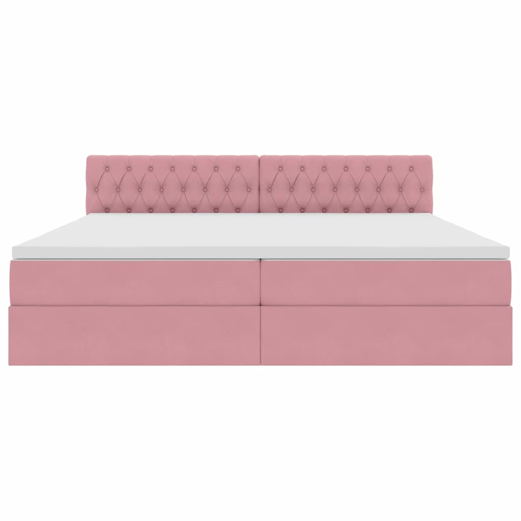Opslag bed met matras met hoofdeinde Roze 200 x 200 cm Fluweel is nu te koop bij PeponiXL, paradijselijk wonen!