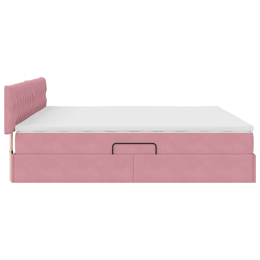 Opslag bed met matras met hoofdeinde Roze 200 x 200 cm Fluweel is nu te koop bij PeponiXL, paradijselijk wonen!
