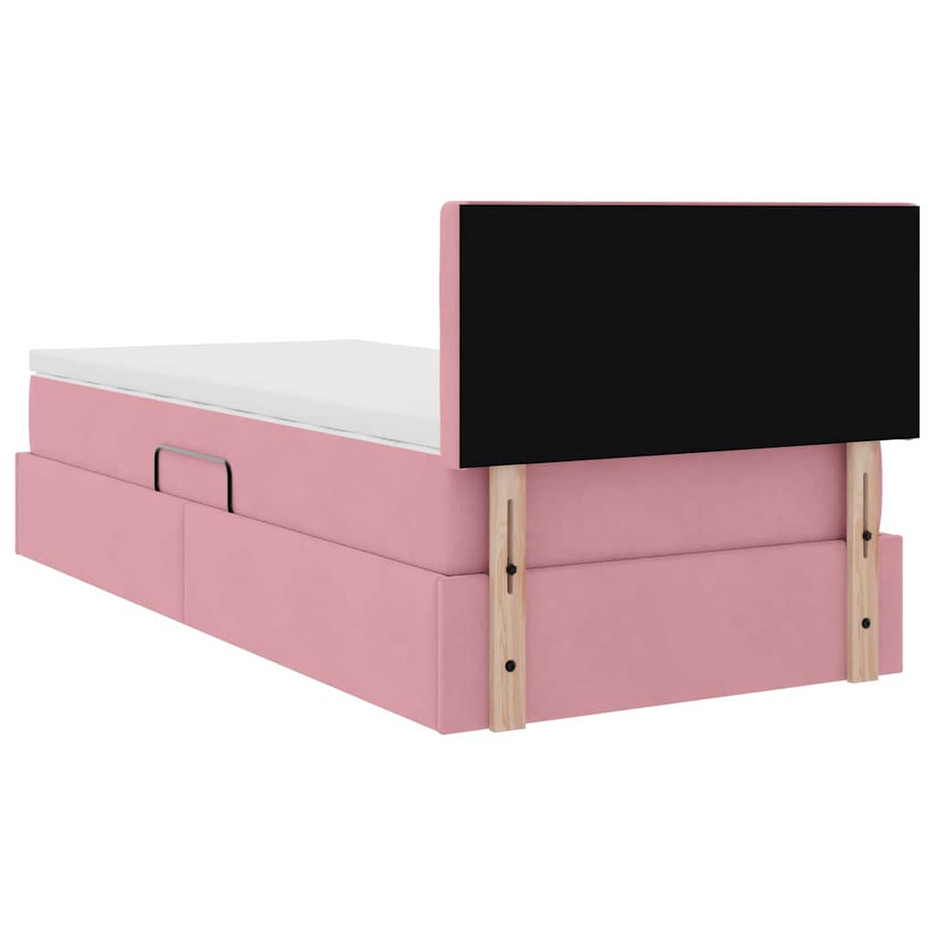 Opslag bed met matras met hoofdeinde Roze 90 x 190 cm Fluweel is nu te koop bij PeponiXL, paradijselijk wonen!
