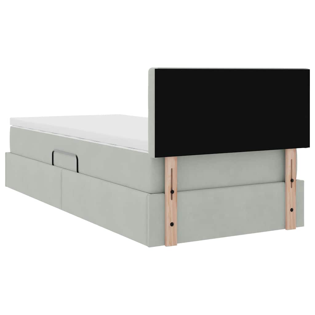 Opslag bed met matras met opslag Lichtgrijs 90 x 200 cm Fluweel is nu te koop bij PeponiXL, paradijselijk wonen!