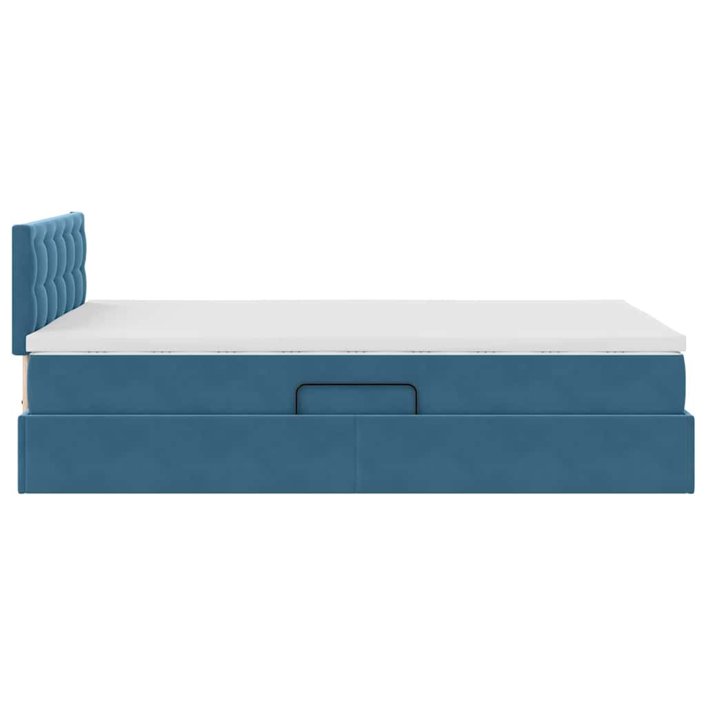 Opslag bed met matras met hoofdeinde Blauw 120 x 190 cm Fluweel is nu te koop bij PeponiXL, paradijselijk wonen!