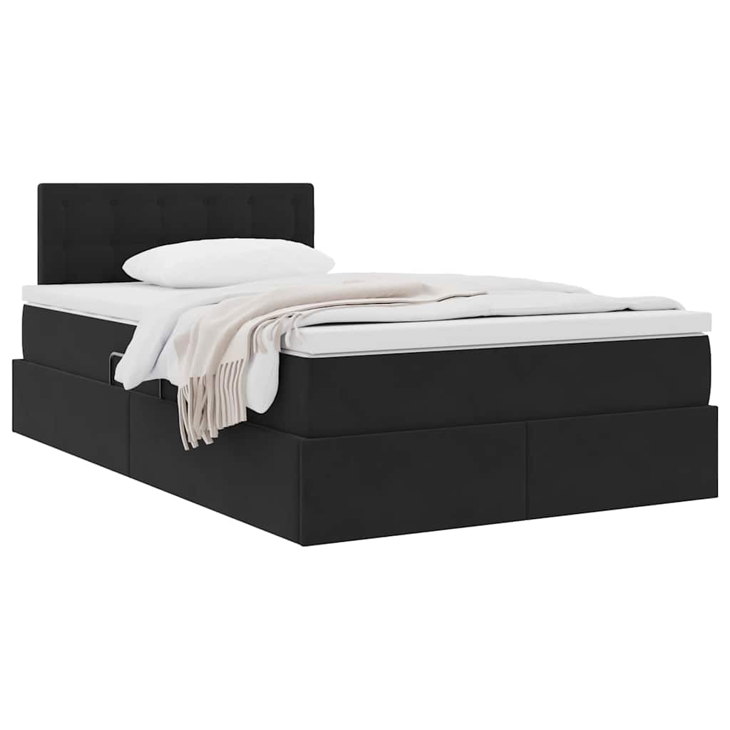 Opslag bed met matras met hoofdeinde Zwart 120 x 200 cm Fluweel is nu te koop bij PeponiXL, paradijselijk wonen!