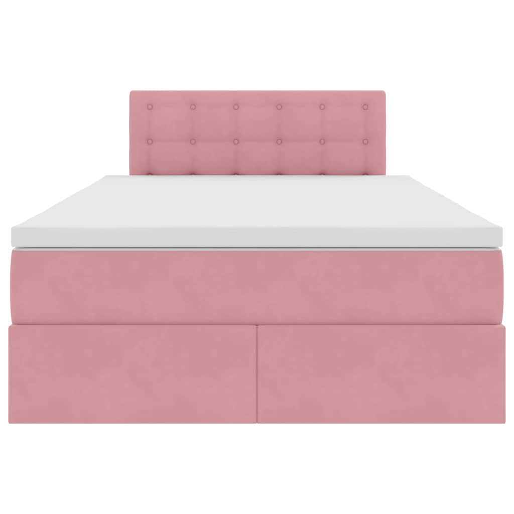 Opslag bed met matras met hoofdeinde Roze 120 x 200 cm Fluweel is nu te koop bij PeponiXL, paradijselijk wonen!