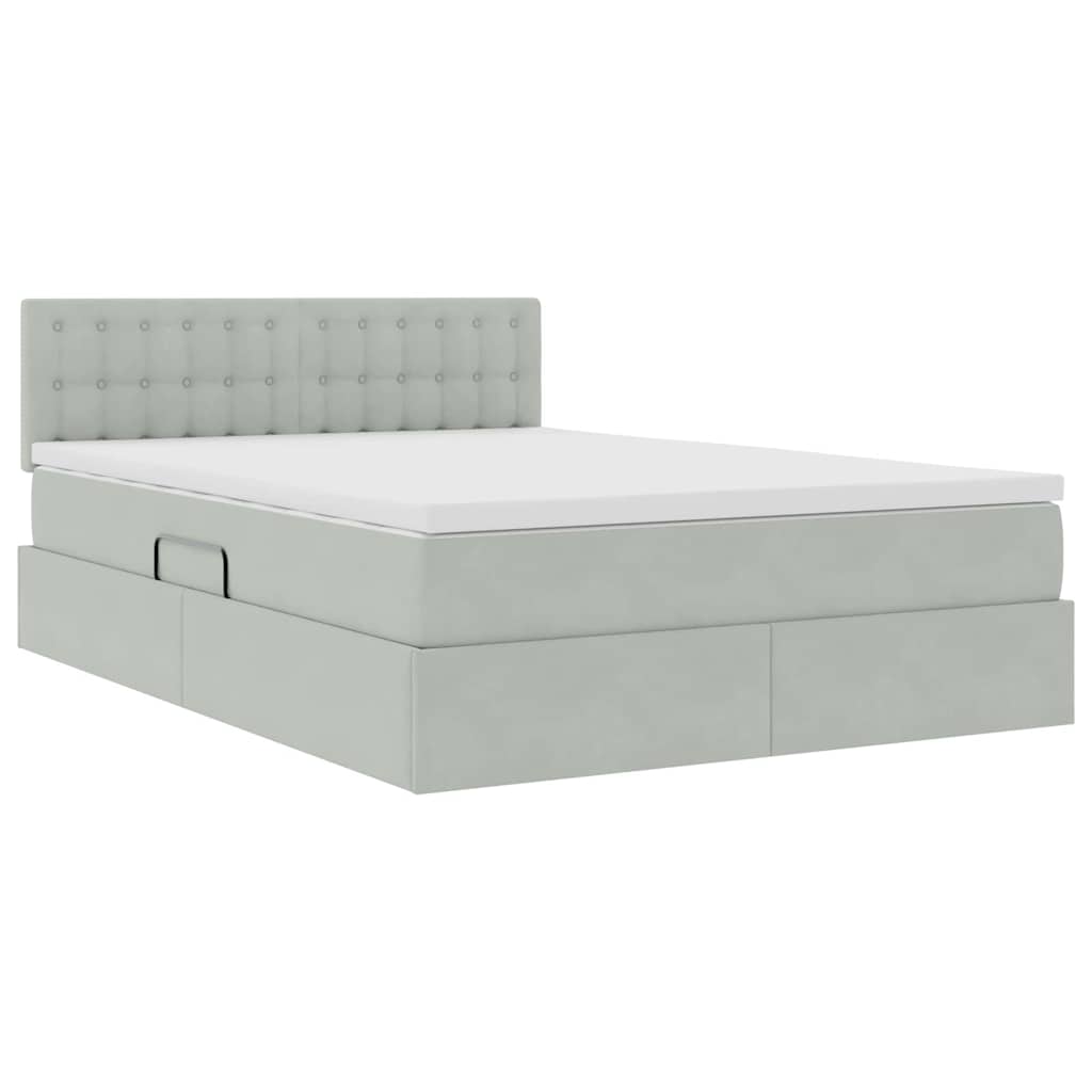 Opslag bed met matras Lichtgrijs 140 x 200 cm Fluweel is nu te koop bij PeponiXL, paradijselijk wonen!