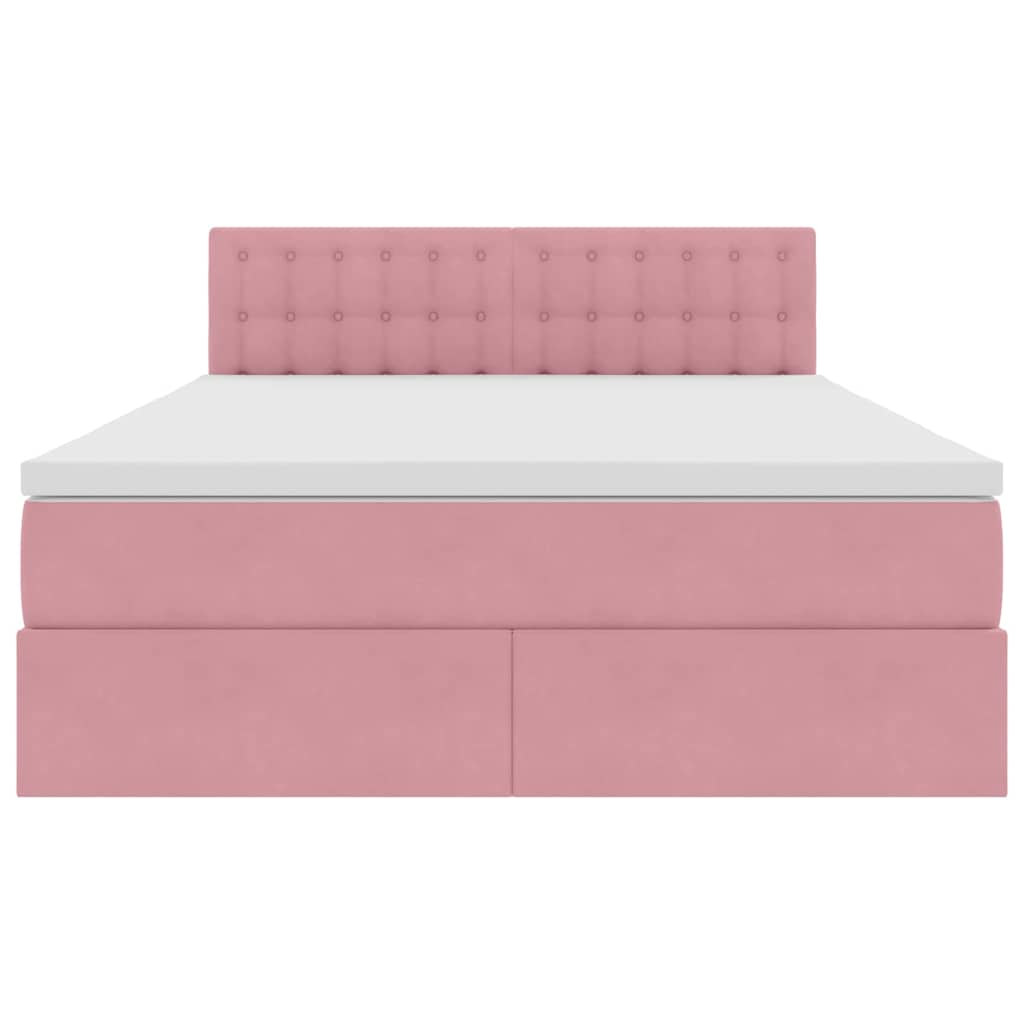 Opslag bed met matras met hoofdeinde Roze 140 x 200 cm Fluweel is nu te koop bij PeponiXL, paradijselijk wonen!