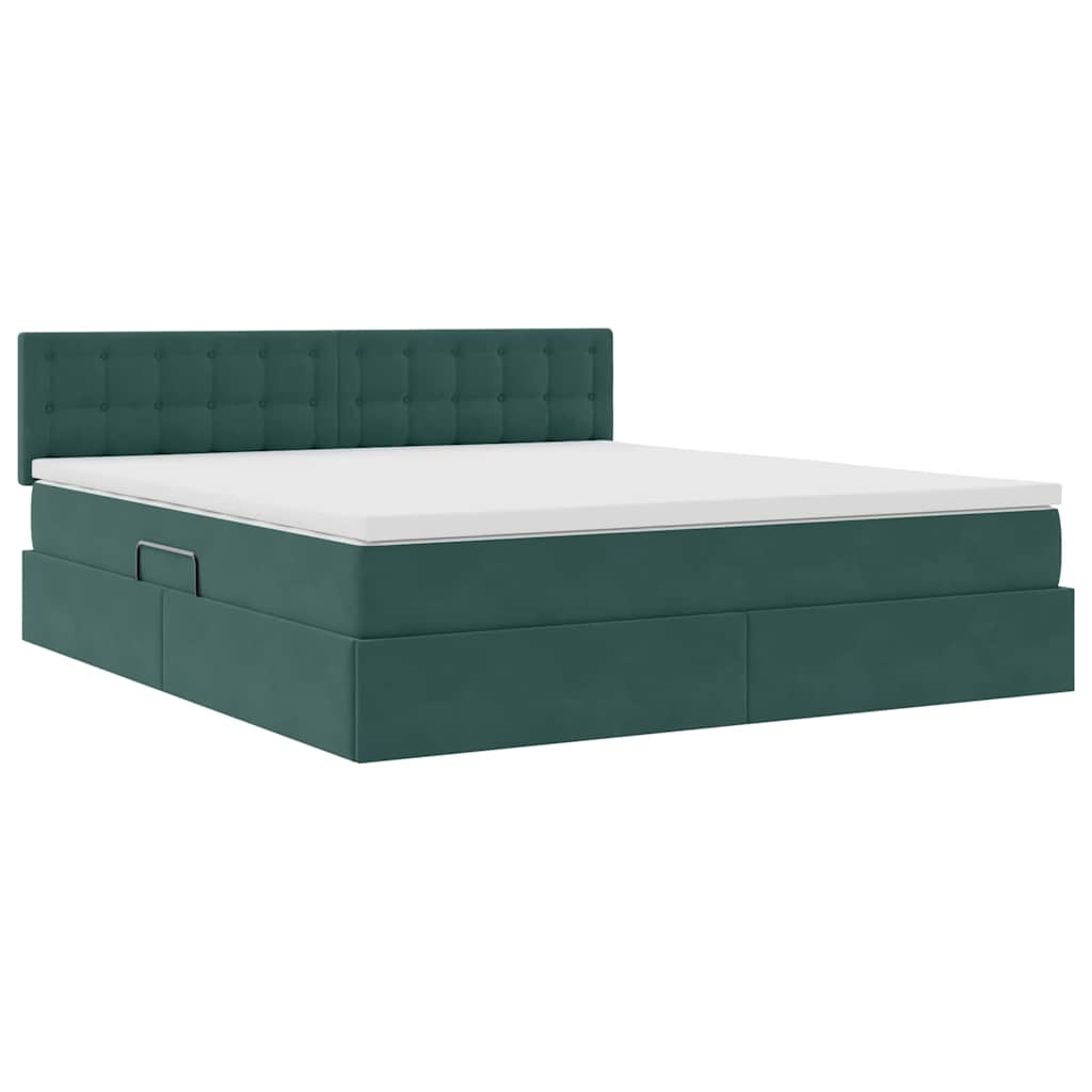 Opslag bed met matras Donkergroen 160 x 200 cm Fluweel is nu te koop bij PeponiXL, paradijselijk wonen!