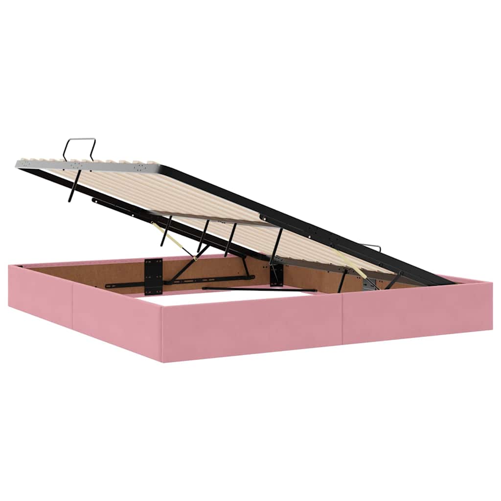 Opslag bed met matras met hoofdeinde Roze 160 x 200 cm Fluweel is nu te koop bij PeponiXL, paradijselijk wonen!