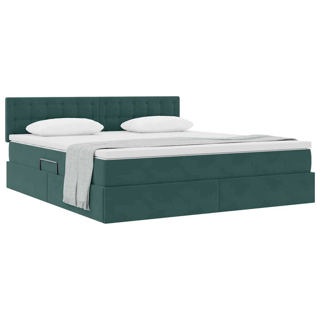 Opslag bed met matras Donkergroen 180 x 200 cm Fluweel is nu te koop bij PeponiXL, paradijselijk wonen!