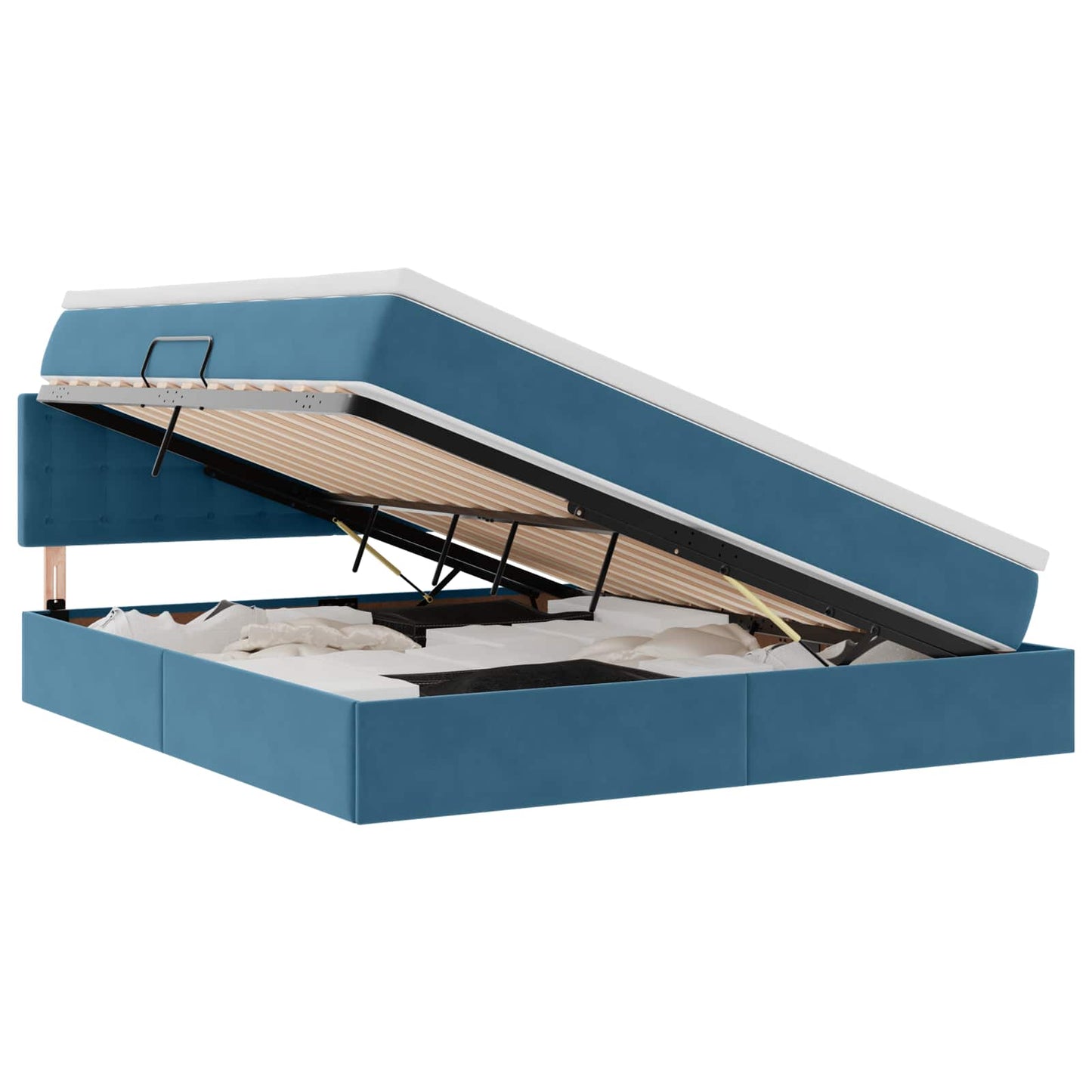 Opslag bed met matras Donkerblauw 180 x 200 cm Fluweel is nu te koop bij PeponiXL, paradijselijk wonen!