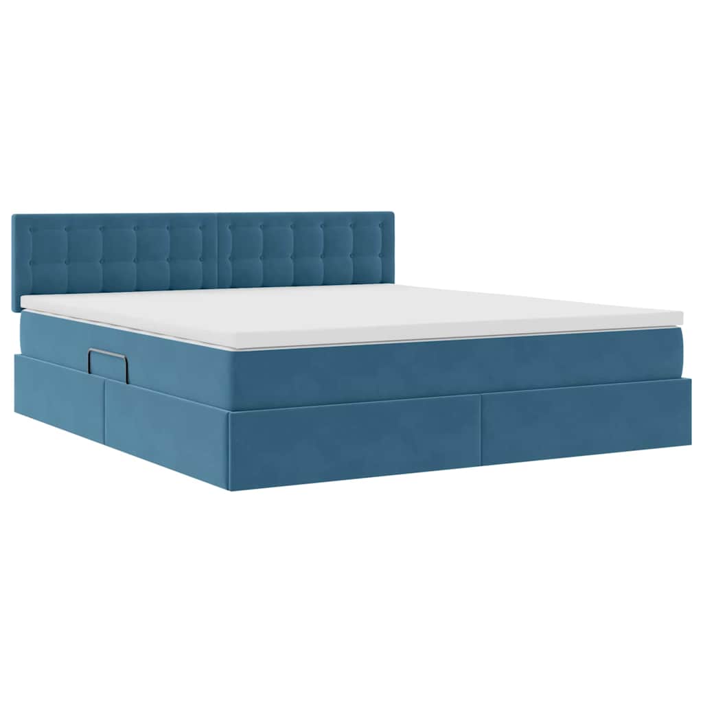 Opslag bed met matras Donkerblauw 180 x 200 cm Fluweel is nu te koop bij PeponiXL, paradijselijk wonen!
