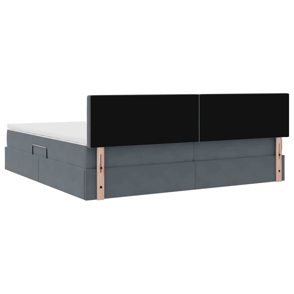 Opslag bed met matras Donkergrijs 200 x 200 cm Fluweel is nu te koop bij PeponiXL, paradijselijk wonen!